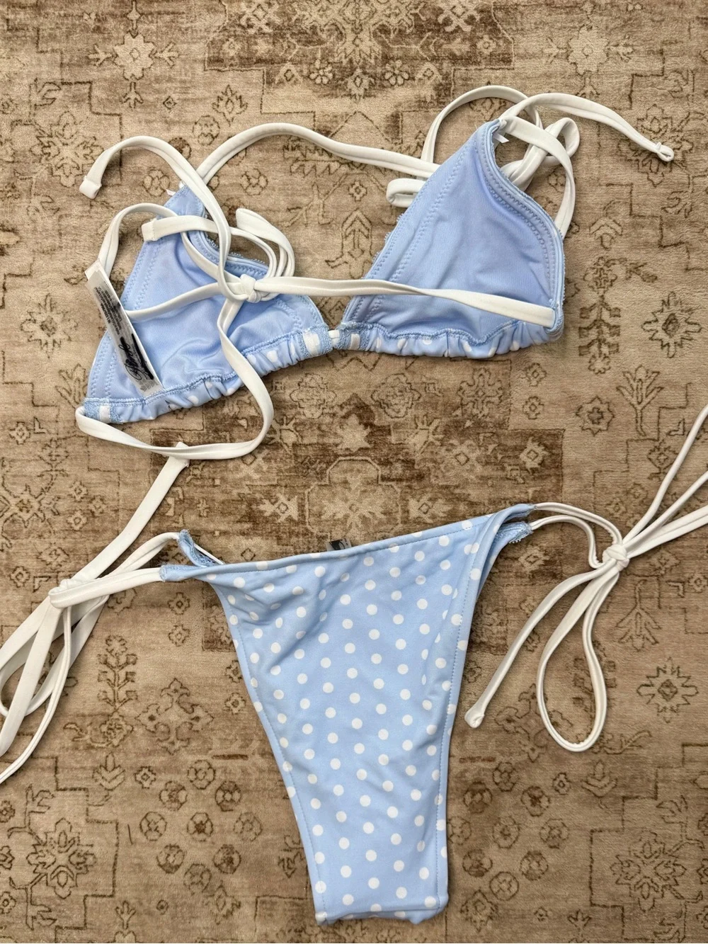 Frankie’s bikinis x Pink Polka dot bikini set